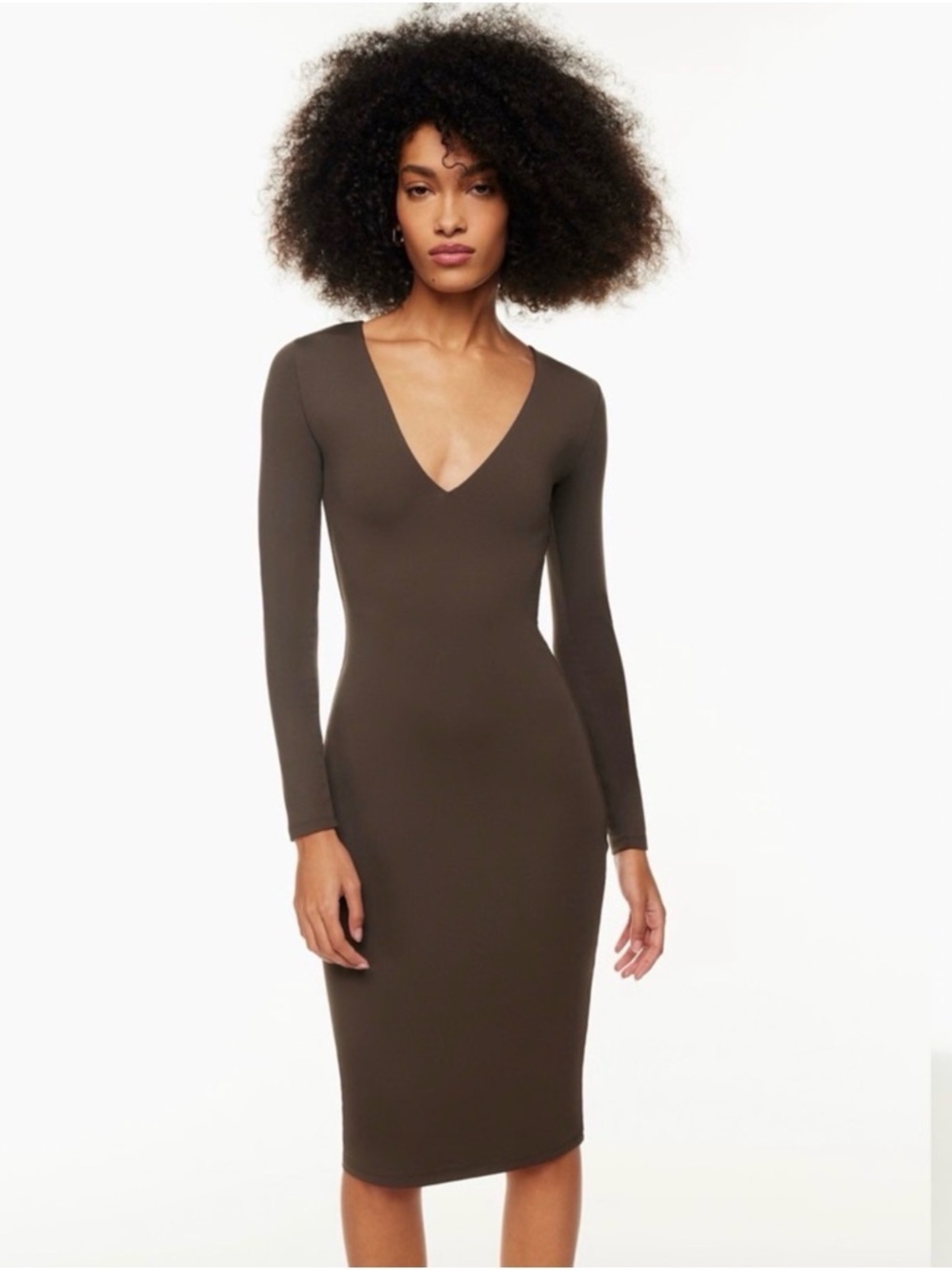 Aritzia babaton contour V neck long sleeve dress